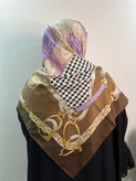 روسری ابریشم ژاکارد وارداتی دستدوز سایز 140 | کیفیت بالا -کد۱۳۰