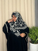 روسری سفید مشکی ابریشم ژاکارد هایکوالیتی وارداتی سایز ۱۲۰ دور دست دوز_کد۱۸۴