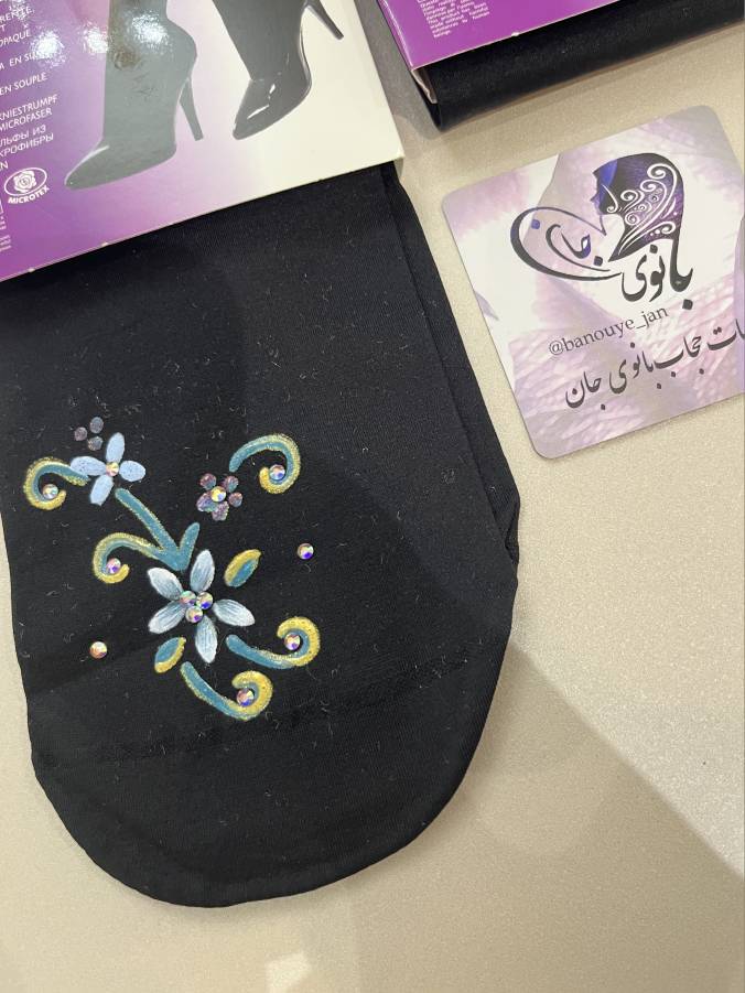 جوراب پریزن ۷۰ نگین کاری و نقاشی بدون ریزش نگین و تغیر رنگ نقاشی |کد۶۸