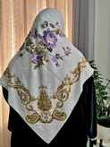 روسری ابریشم ژاکارد وارداتی نگین کاری -کد۲70