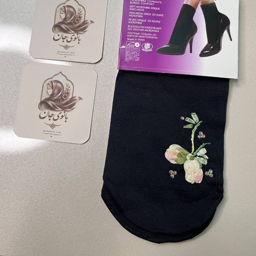 جوراب مجلسی مشکی روبان دوزی ۳۱۱