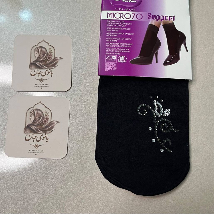 جوراب مجلسی مشکی نگینی ۳۲۴