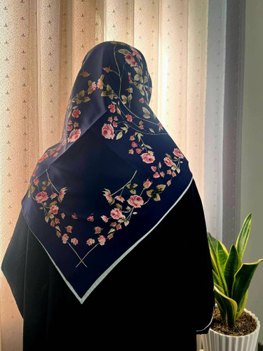روسری ابریشم توییل زنانه قواره ۱۱۰ | دوردستدوز و باکیفیت کد ۳۵۷